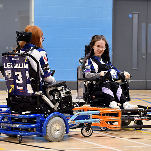 A wheelchair football match